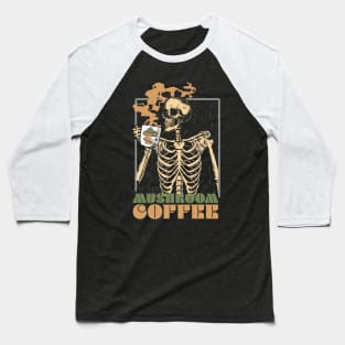 Mushroom Coffee Skeleton Chaga Gothic Mushroom Hunter Baseball T-Shirt